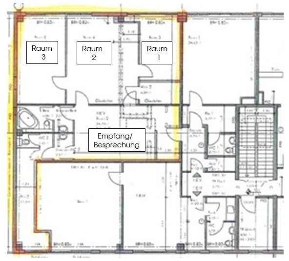 Grundriss 1. OG - r�ckseitig - B�rofl�che Bonn