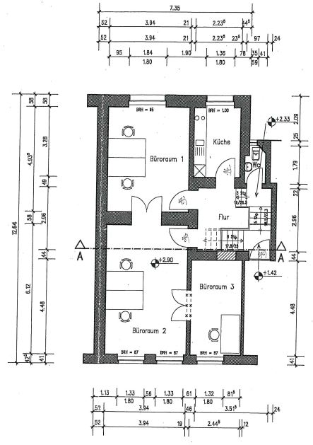 Grundriss 1. OG B�rofl�che Bonn