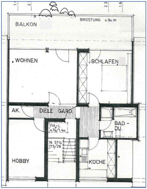 Grundriss Dachgeschosswohnung Bonn