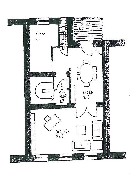 Grundriss 2. OG Maisonettewohnung Bonn