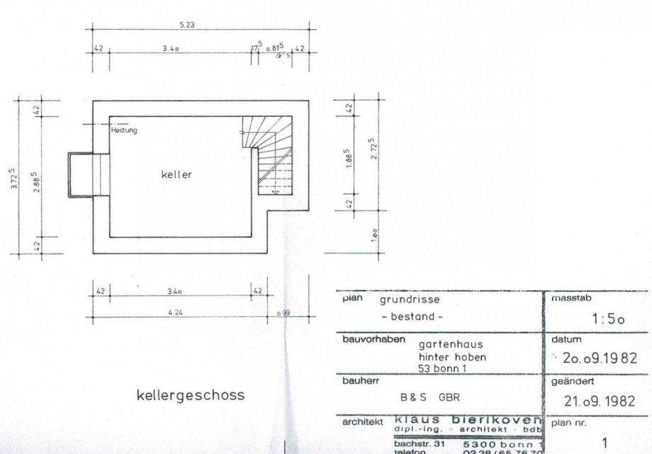 Grundriss Keller Erdgeschosswohnung Bonn